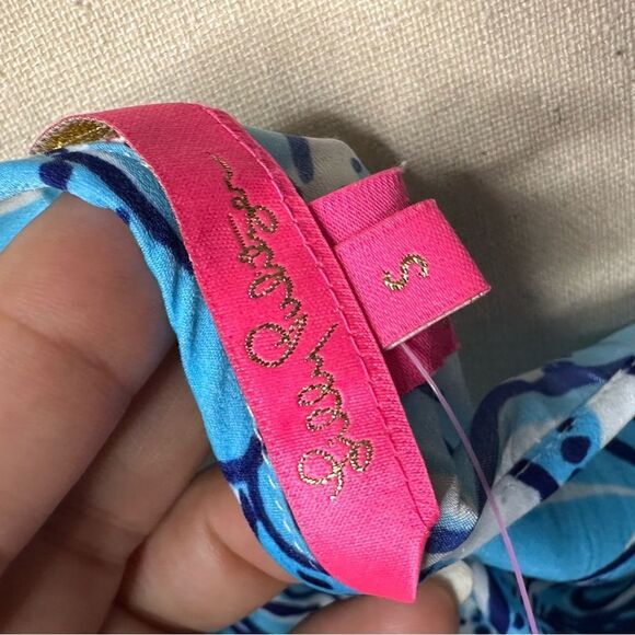 NWT Lilly Pulitzer Deanna Romper Succulent Blue Pop Up Coronado Crab Sz S - Picture 7 of 8